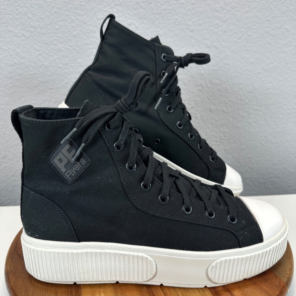PF Flyers All American Platform High Top Canvas Sneakers Black Womens 9 Retro